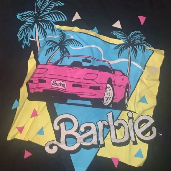 Mattel Barbie Racerback Tank Top Size M 80's Theme Convertible Car Barbiecore - Picture 3 of 3